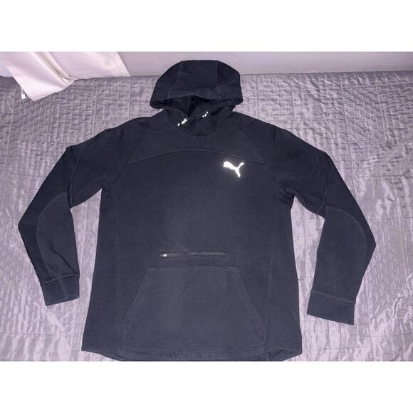 Puma Evostripe Hoodie Mens 1XL Black Long Sleeve Logo Zip Pocket Pullover - Picture 1 of 9